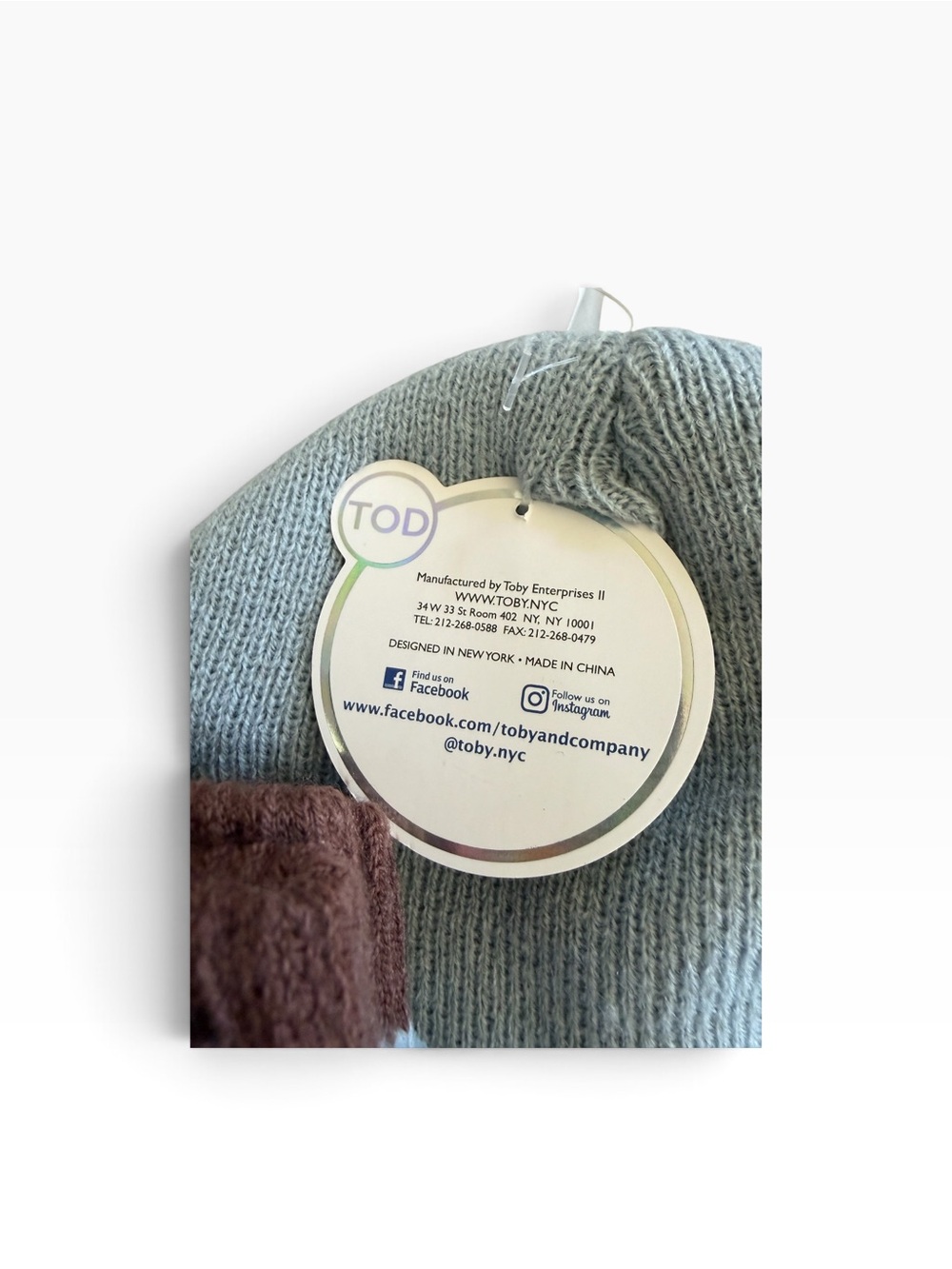 Toddler Boys Toby & Me Light Blue & Brown Bear Beanie + Mittens Set of 4 - Picture 3 of 7